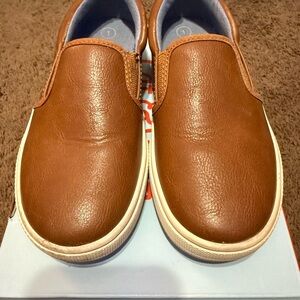 Boys Brown Leather Slip-On Shoes